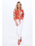 Orange summer shirt with flowers MP26186 - Online store - Boutique